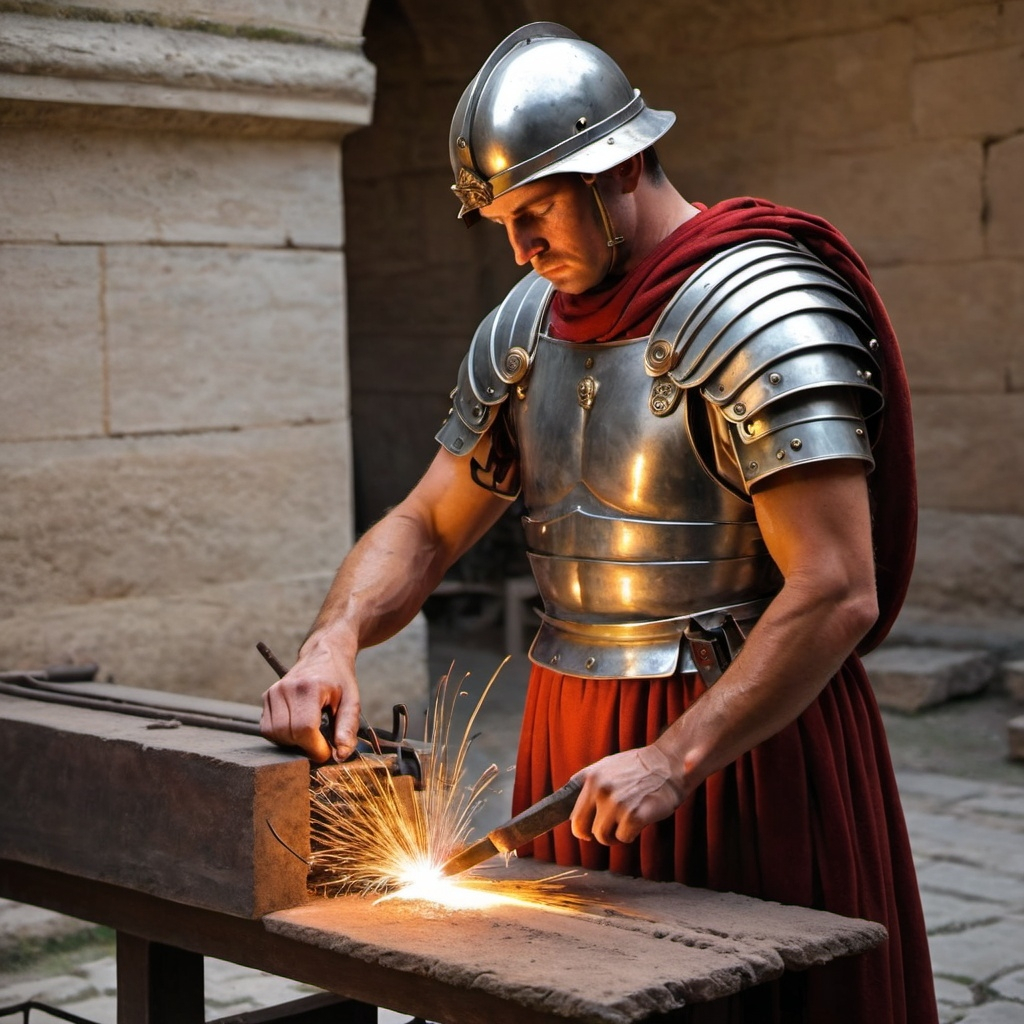 A Roman Soldier Welding